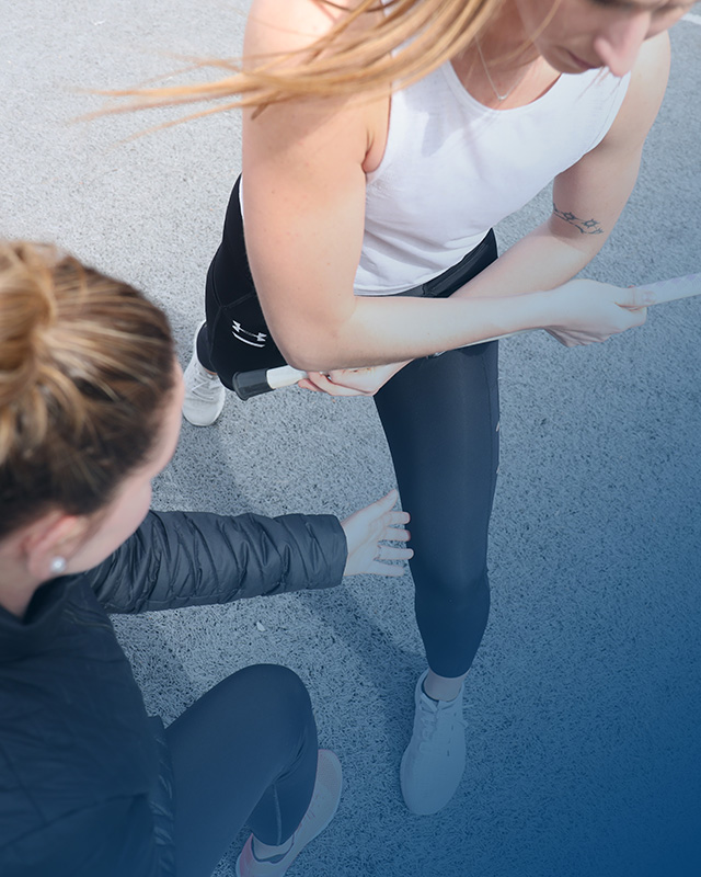 Exercise correcting by physical therapist